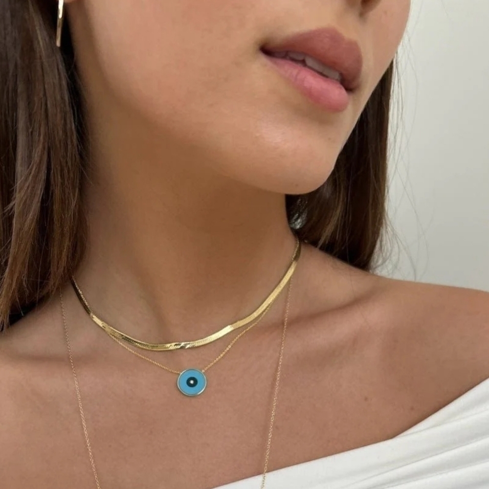 Jennifer Zeuner Karli Herringbone Necklace Gold Vermeil NWT